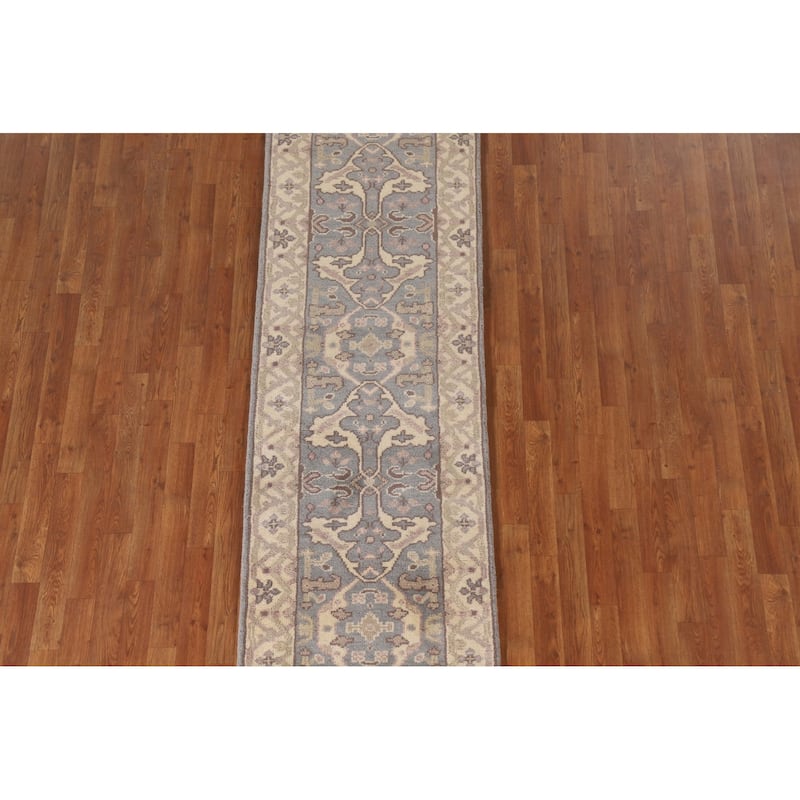 Grey Oushak Oriental Runner Rug Handmade Wool Carpet - 2'6"x 9'8"