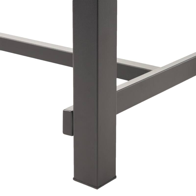 Roomfitters Modern Outdoor Dining Table with Wood Top and Black Powder-Coated Frame for Patio or Garden