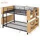 preview thumbnail 26 of 58, Full Over Full/ Twin Over Twin Size Metal Bunk Bed with Ladder and Full-Length Guardrail, Storage Space, No Box Spring Needed