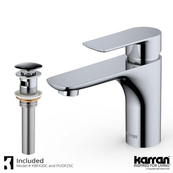 slide 2 of 24, Karran Kayes single Hole Single Handle Basin Bathroom Faucet with Matching Pop-up Drain Chrome