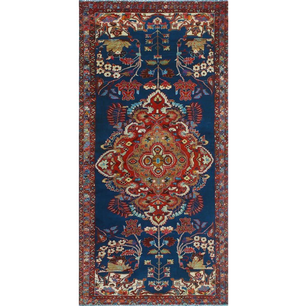 Fine Vintage Distressed Joey Navy/Red Runner - 4'9" x 9'10"