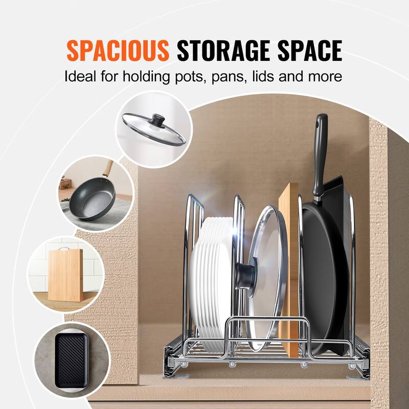 Pan and Pot Rack for Kitchen Cabinet & Pantry Storage