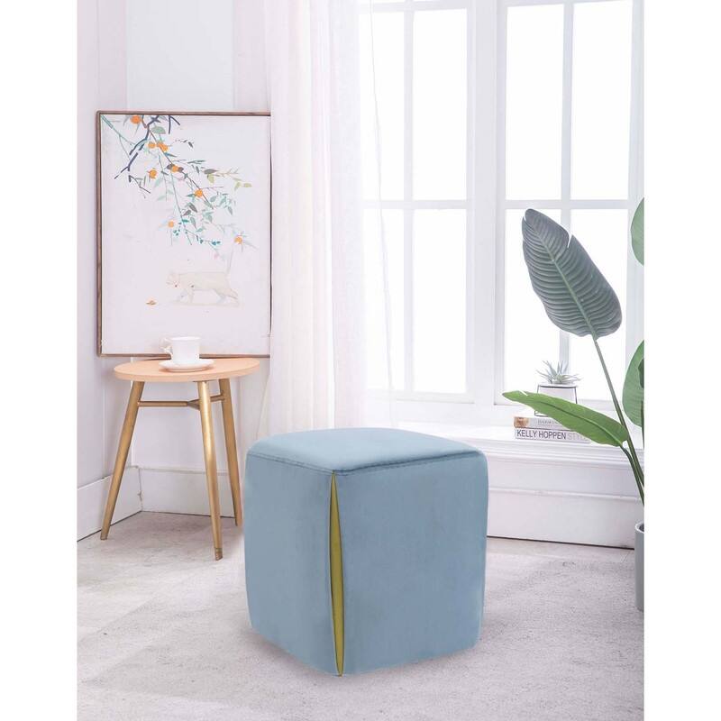 Adeco 14" Small Ottoman Footrest Stool- Velvet Seating Stool Ottoman