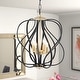 preview thumbnail 2 of 10, 4-Light Mid-Century Modern Black and Gold Linear Geometric Pendant Light - 17.72 in. W x 20.47 in. D x 20.47 in. H