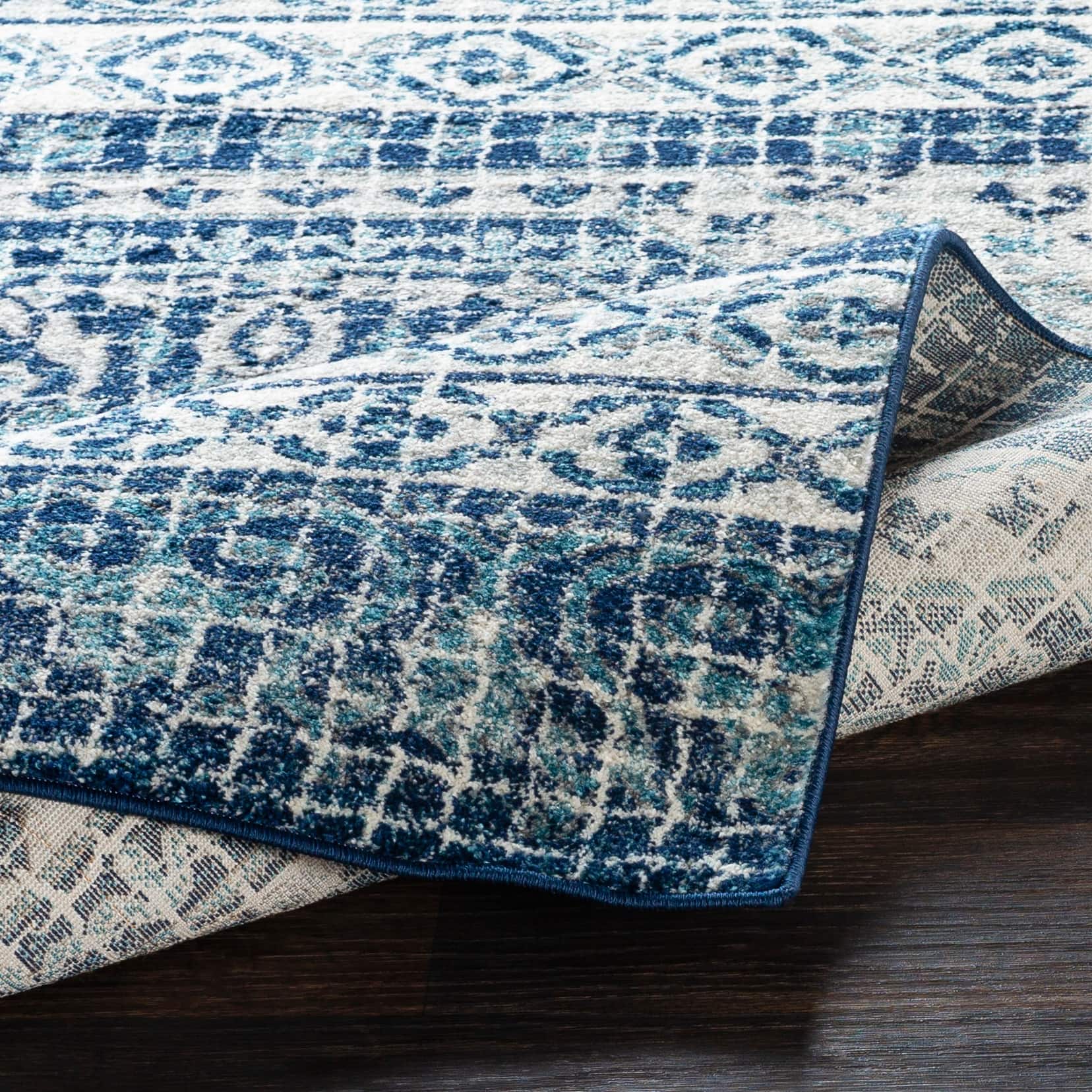 Myla Dark Blue Moroccan Mosaic Area Rug 5'3" x 7'3" Bed Bath