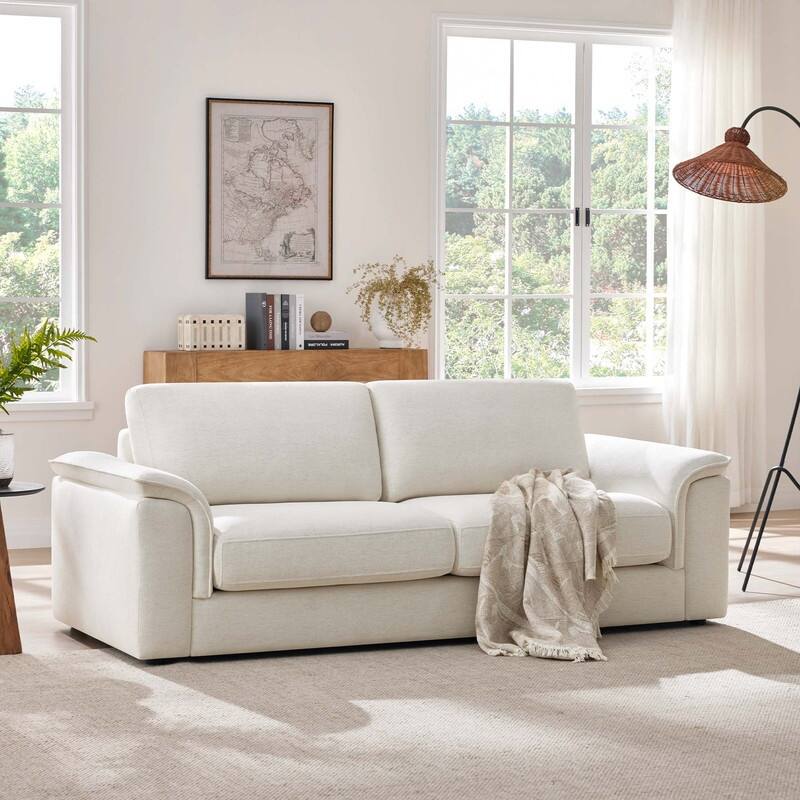 Spruce & Spring Upholstered Curved 3 Seat Sofa for Living Room