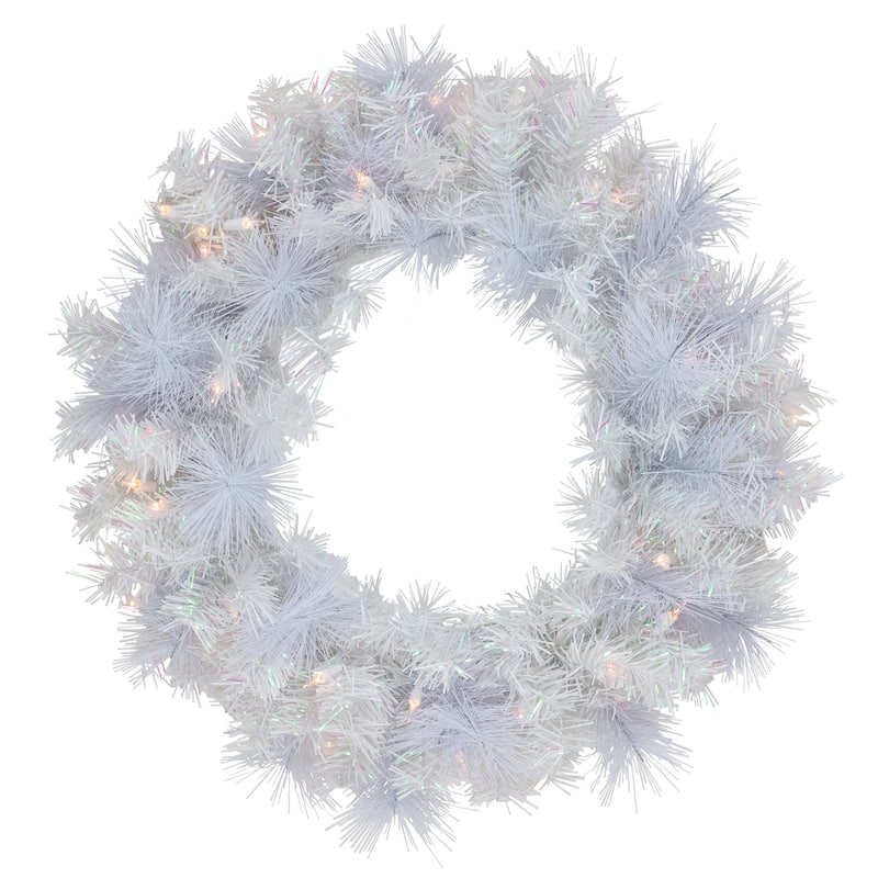 Vermont White Pine Artificial Christmas Wreath, 24-Inch, Clear Lights