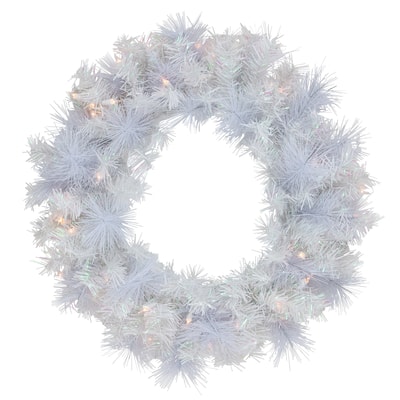 Vermont White Pine Artificial Christmas Wreath, 24-Inch, Clear Lights