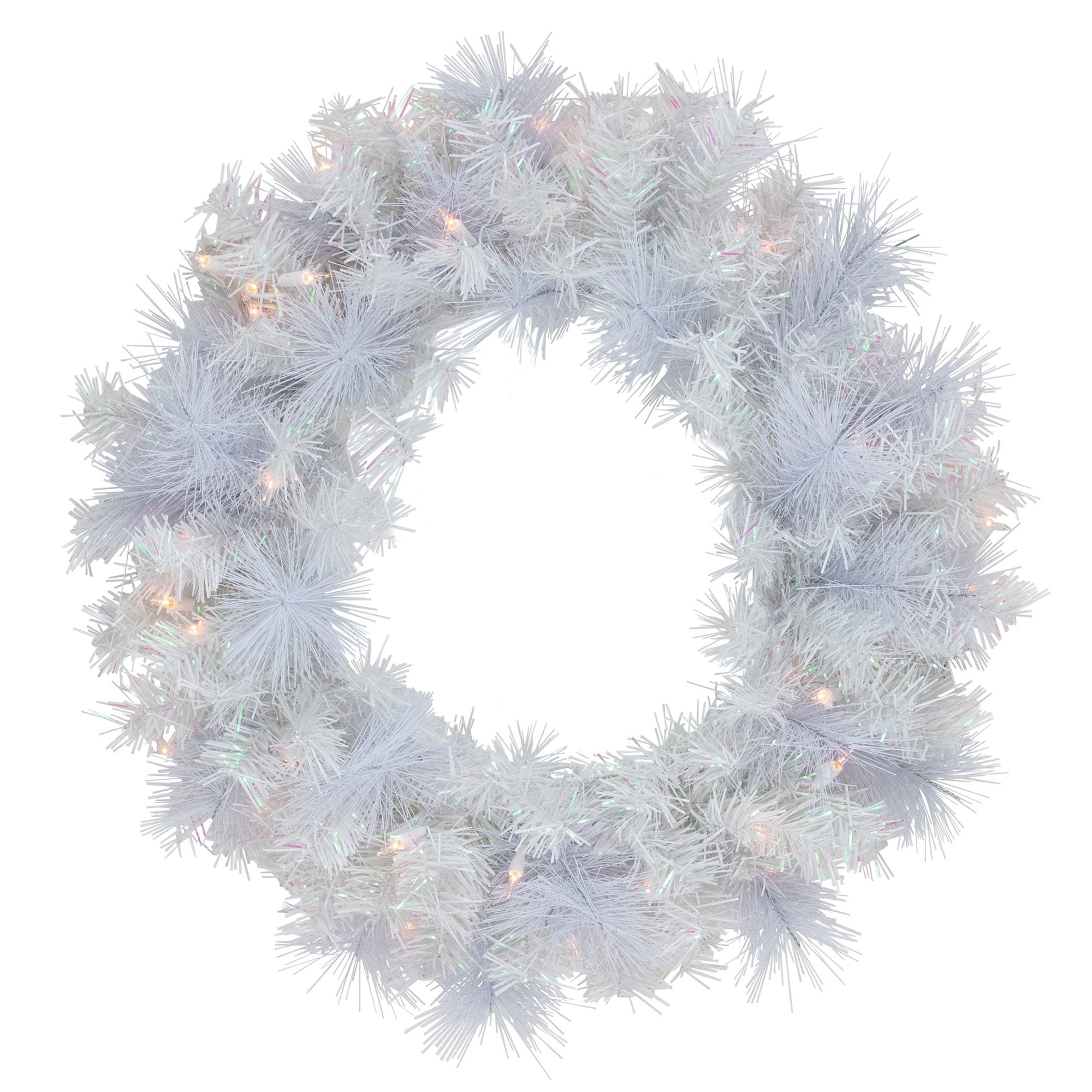 Pre-Lit Vermont White Pine Artificial Christmas Wreath 24-Inch Clear Lights - 24"