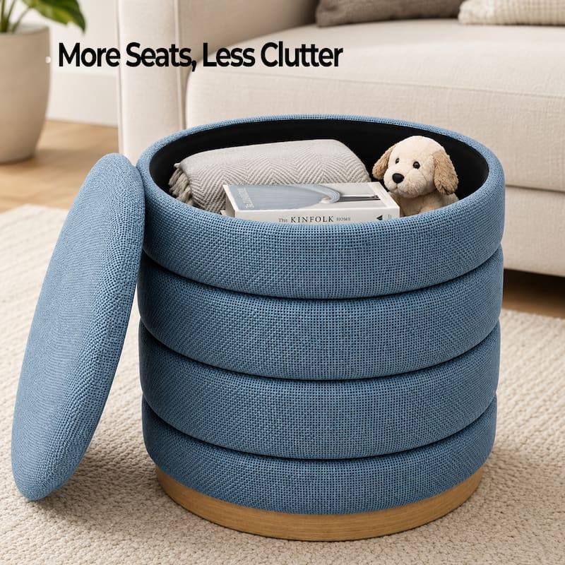 Aria Home Modern Cylinder Ottoman with Hidden Storage Upholstery Seat