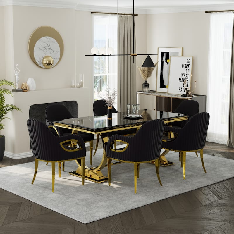 Dining Table Set with Arm Dining Chairs