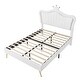 preview thumbnail 9 of 11, Full Upholstered Bed Frame w/ Crown Headboard & LED for Kids,White
