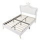 preview thumbnail 22 of 68, Upholstered Bed LED Frame Modern Upholstered Princess Bed w/ Crown Headboard and Metal Legs, Cute Kids Platform Bed/ Noise-Free