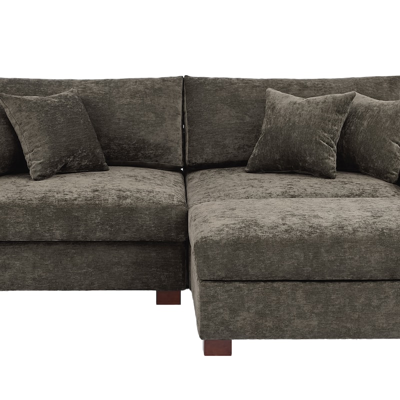 Oversized Chenille Modular Sectional Sofa Living Room Set with Ottoman