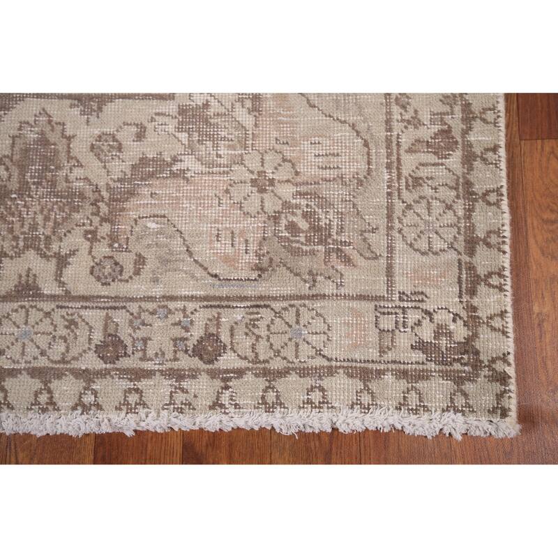 Distressed Muted Tabriz Persian Antique Rug Hand-Knotted Wool Carpet - 7'9" x 10'7"