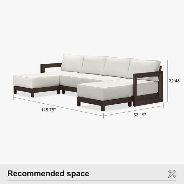 dimension image slide 0 of 5, PURPLE LEAF Caesar U-Shaped White Outdoor Couch with 9.6" Thick for Yard Porch Deck Patio Conversation Sets