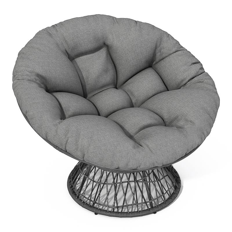 41.5" Ergonomic Wicker Swivel Chair with Cloud Thick Density Fabric Cushion, 3-proof Cover,High Capacity Iron Frame