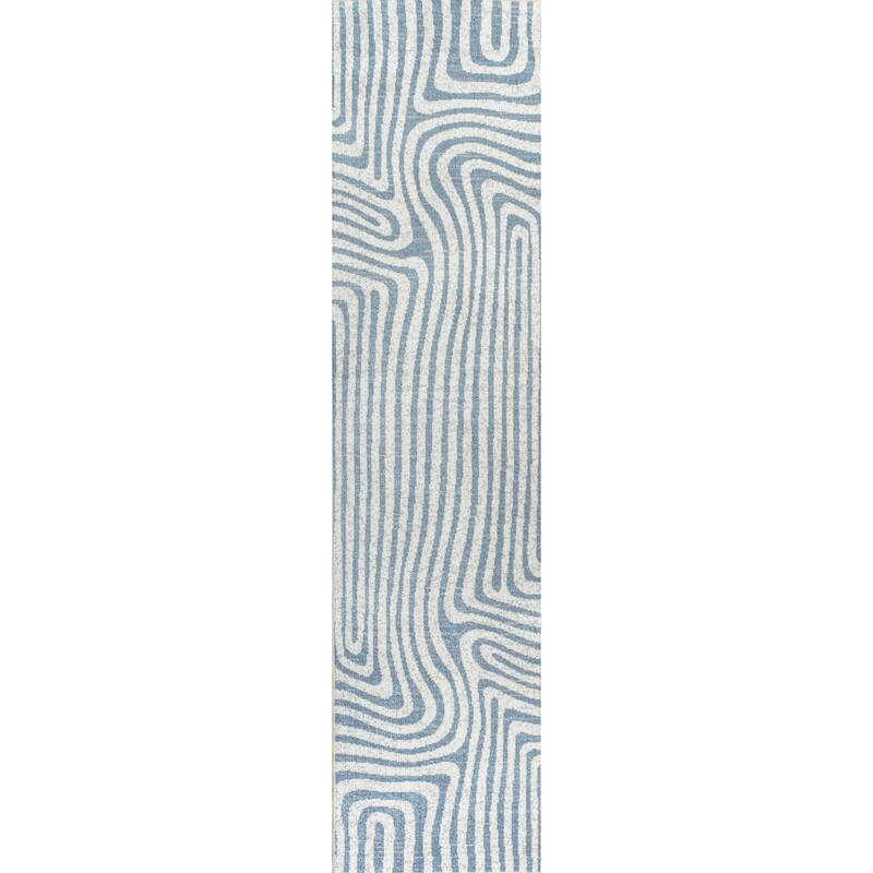 JONATHAN Y Kallax Abstract Two-Tone Low-Pile Machine-Washable Blue/Cream Area Rug - 2 X 8