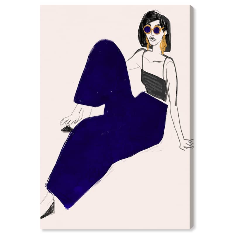 Wynwood Studio Canvas Fashion and Glam Kiki is My Name Blue and Dark Blue Glam Wall Art Canvas Print