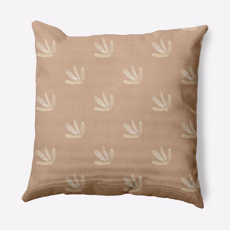 Feather Pattern Decorative Throw Pillow - Brown - 16" x 16"