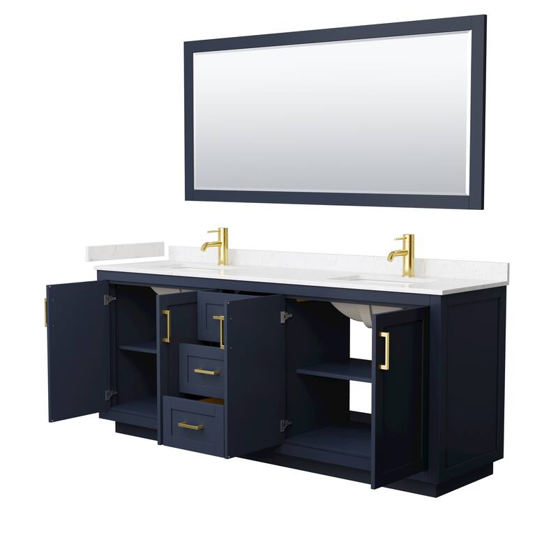 Miranda Double Vanity Set, Cultured Marble Top, 70-Inch Mirror