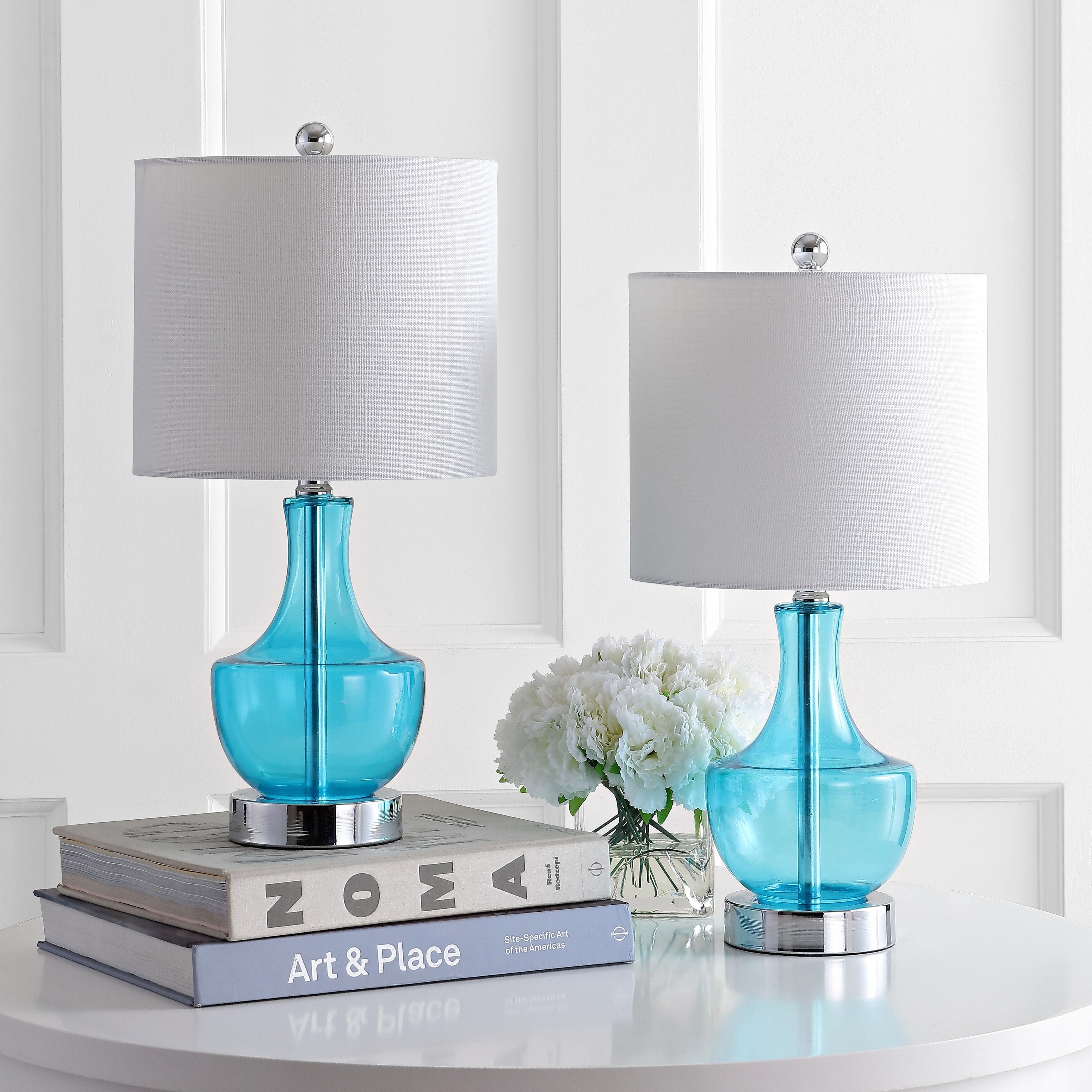 Colette 20 Glass Table Lamp Amalfi Blue Set Of 2 By Jonathan Y Overstock 31270797
