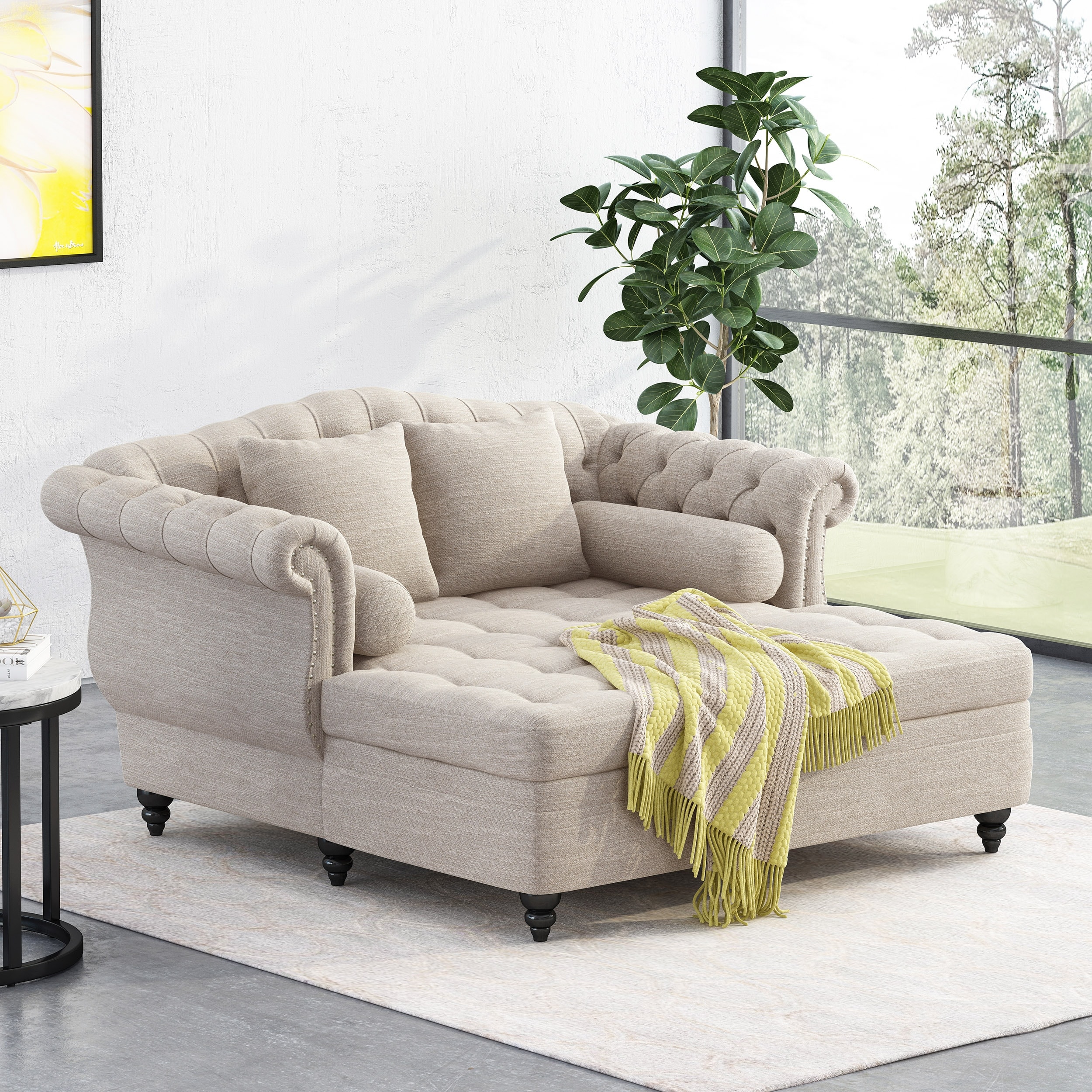 Wellston Tufted Double Chaise Lounge by Christopher Knight Home 62.50 L x 58.50 W x 34.00 H