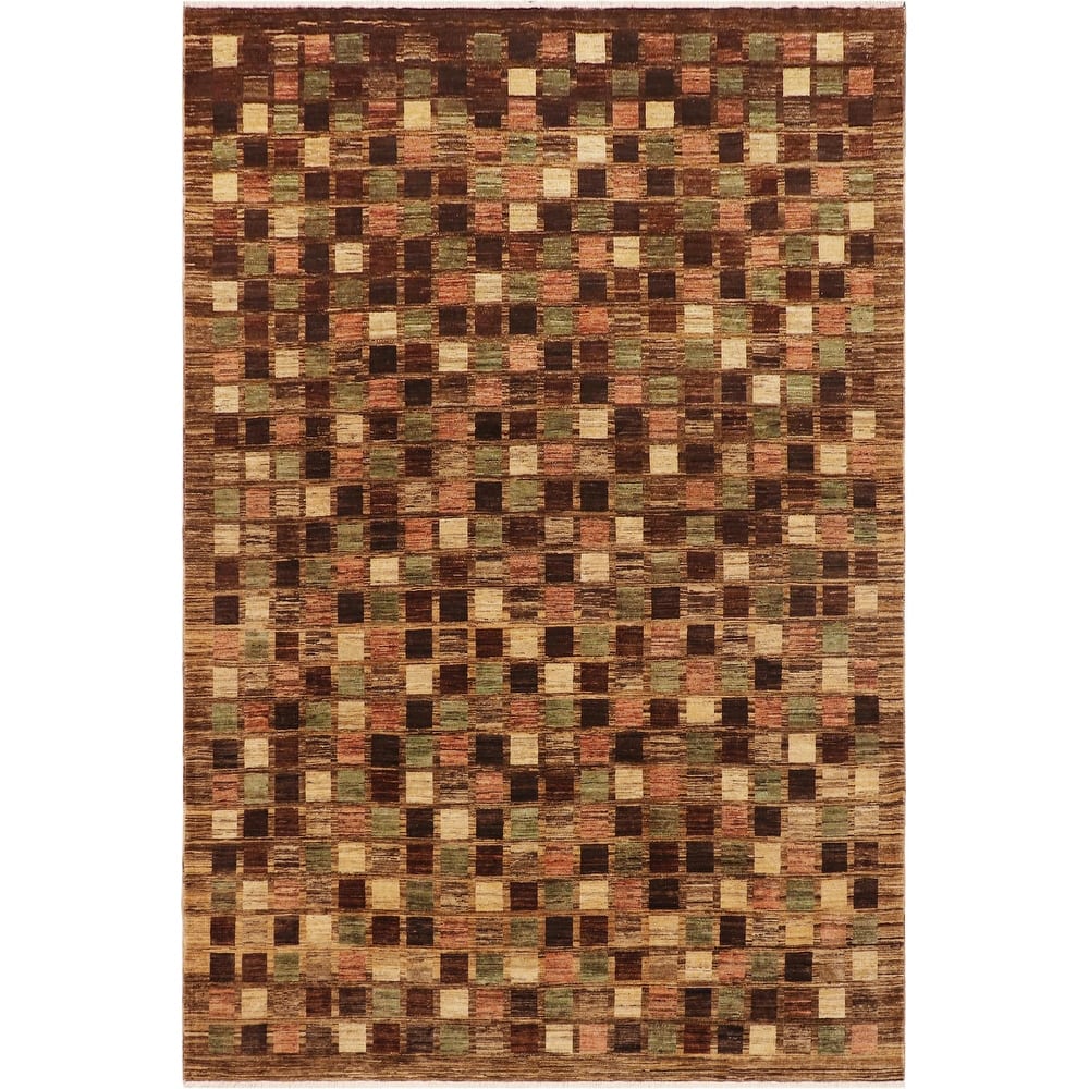Chromatic Mosaic Gabbeh Hand Knotted Wool Rug