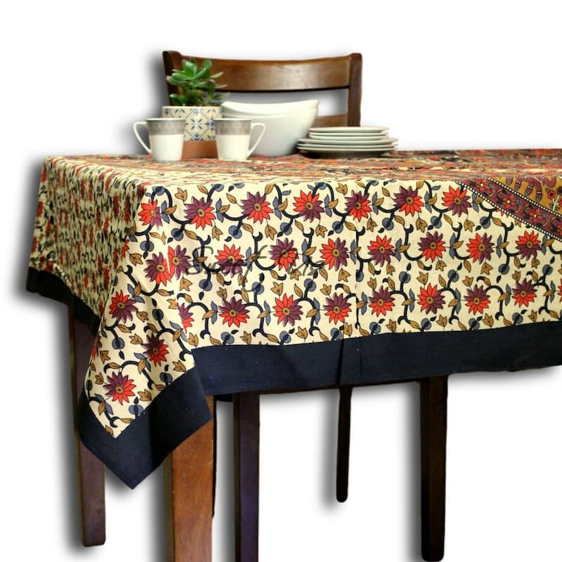 Cotton Elephant Floral Shine Tablecloth Rectangle - 84 x 94 in - Earth