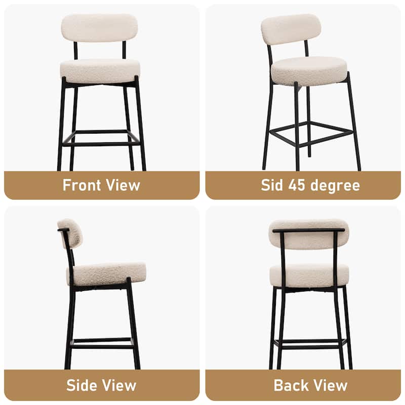 XINMICS 27 Inches Boucle Counter Height Bar Stools with Back