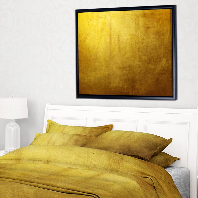Designart "Gold Texture" Abstract Framed Canvas art print