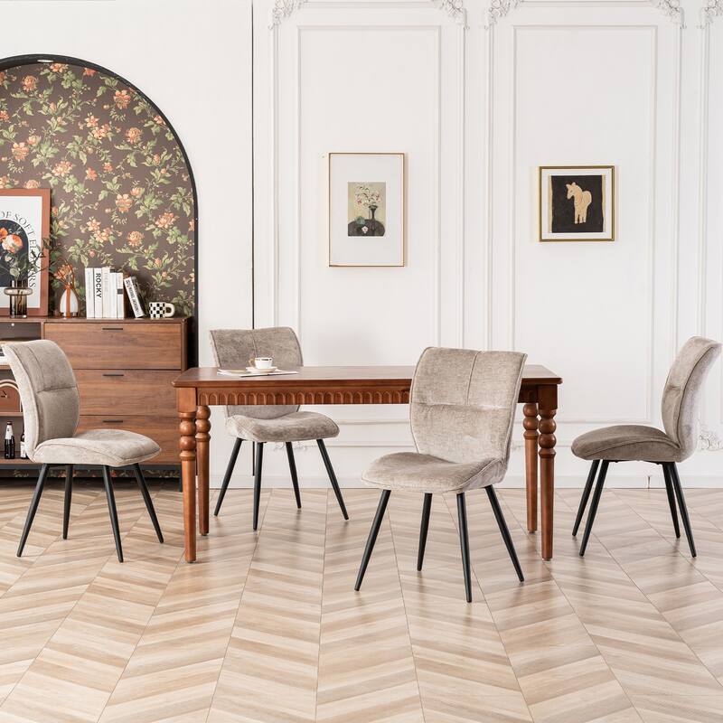Fabric Upholstered High Back Dining Chairs Set of 2