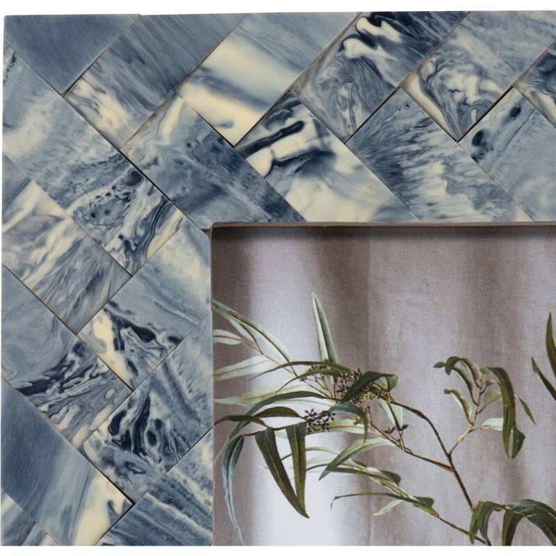 Resin Woven Rectangular Photo Frame - Blue