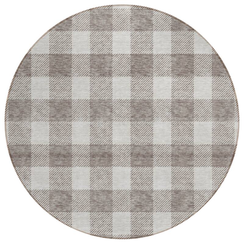 HomeRoots Plaid Transitional Rectangle Outdoor Rug