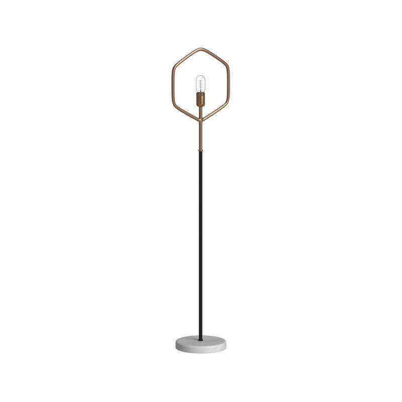 SAFAVIEH Lighting 59-inch Brass Gold Mave Edison Bulb Floor Lamp - 13" x 9.75" x 57" - 13" x 9.75" x 57" - Brass