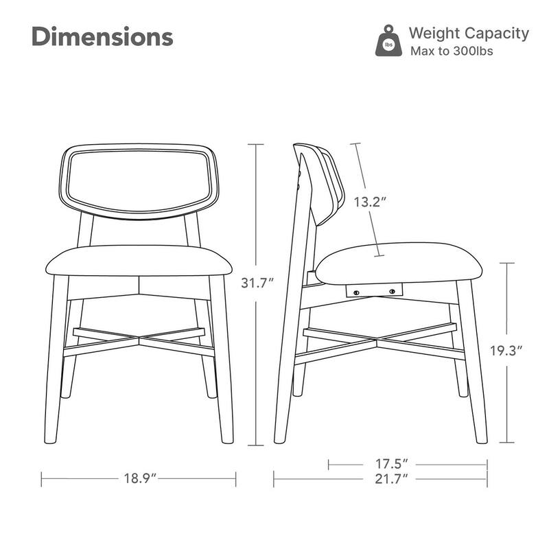 Spruce & Spring Mid-Century Upholstered Dining Chair with Solid Wood Frame