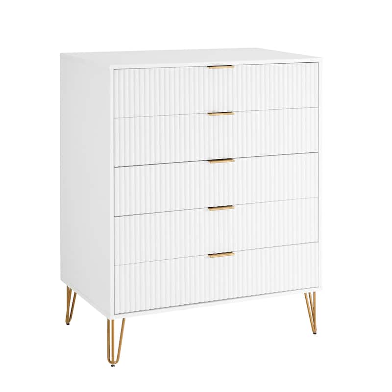 Manhattan Comfort 3-Piece Dumbo Modern 5-Drawer Tall Dresser Nightstand Combo Set
