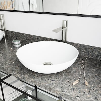 VIGO Lotus 16"L x 16"W MatteStone Vessel Sink and Gotham 12"H Faucet Set