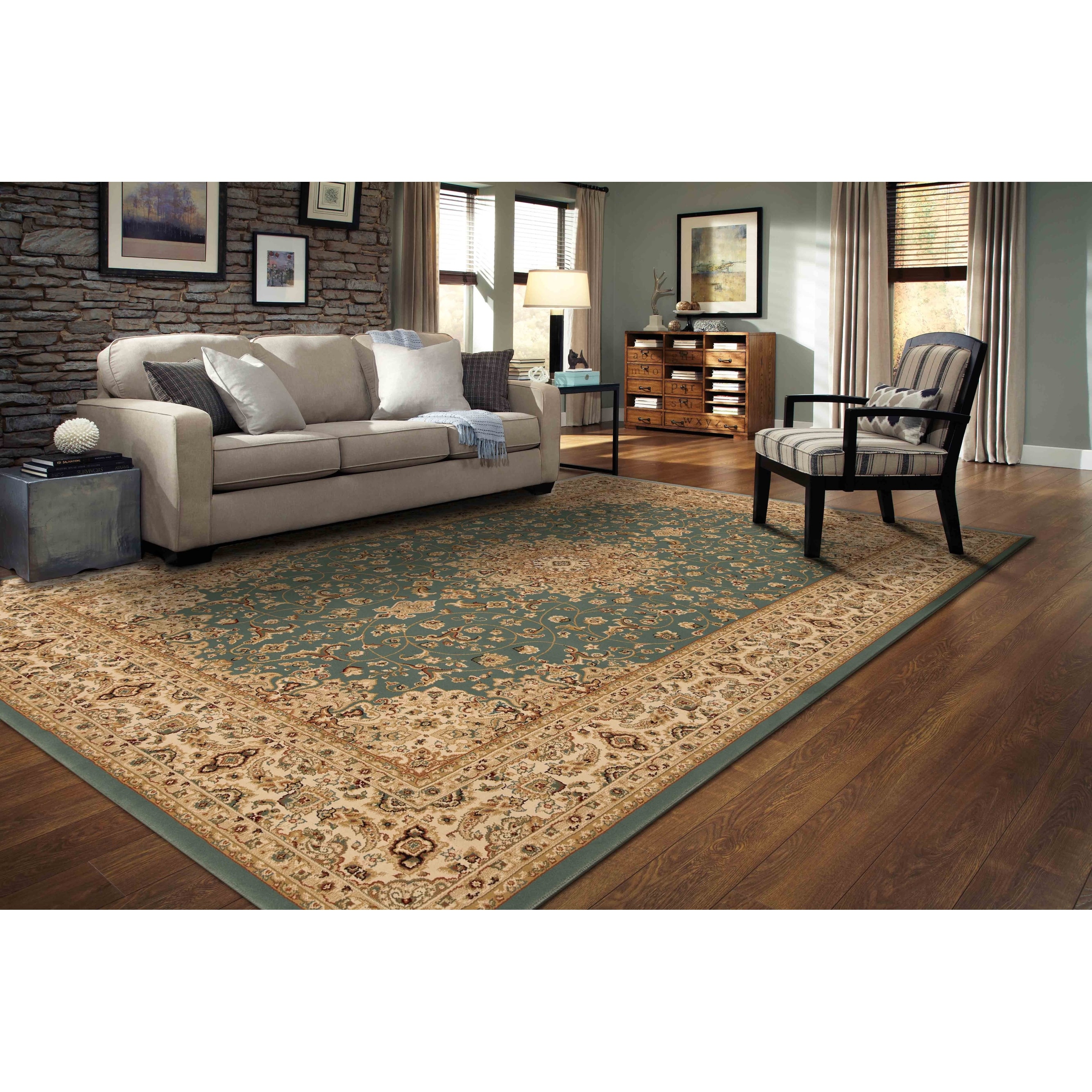 MDA Rugs Izmir Collection Beige/Green Transitional Floral/Botanical Area Rug