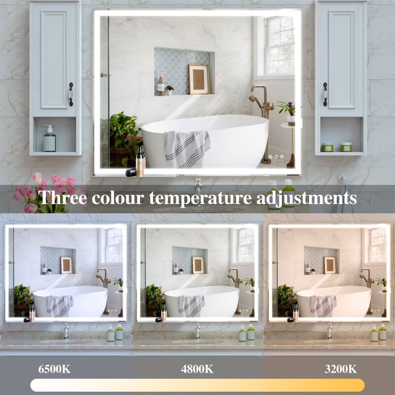 32" x 40" Smart LED Bathroom Wall Mirror with Memory,Anti-Fog Switch