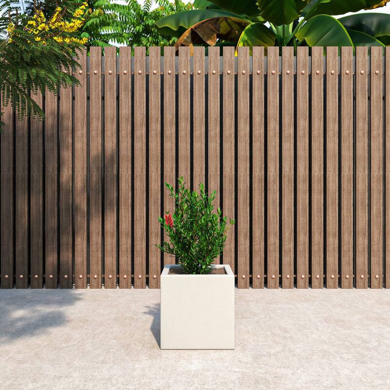 Fern Modern Square Fiberstone and MGO Clay Planter with Drainage for Indoor & Outdoor Home Office Patio Yard Decor