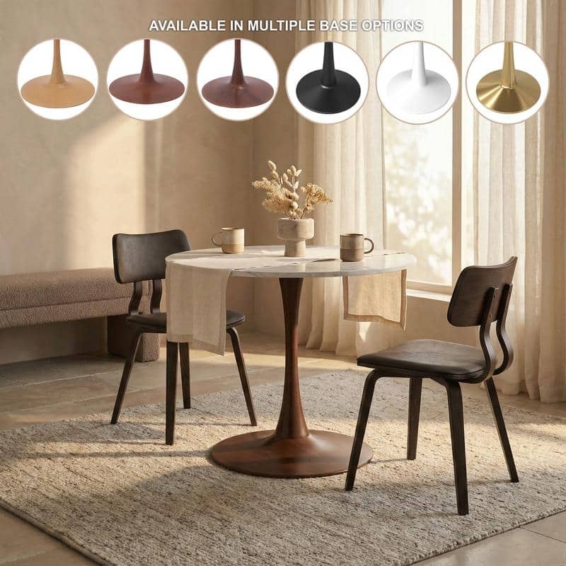 Bristol Modern 31" Round Sintered Stone Dining Table with Pedestal Base - Minimalist Scratch-Resistant Kitchen Table