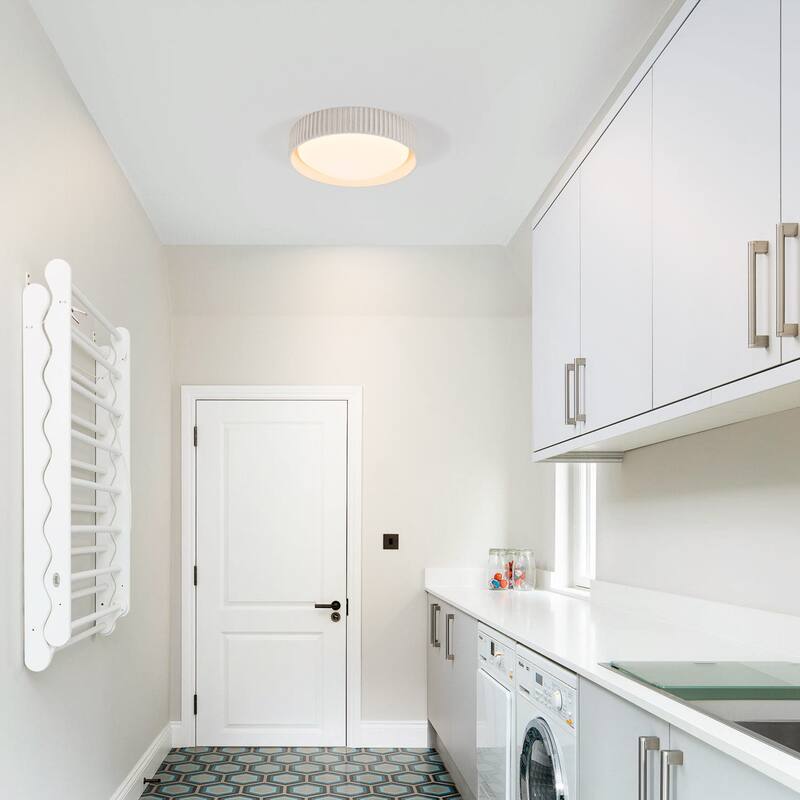 25W Modern Beige Cement LED Flush Mount Ceiling Light, Minimalist Textured Design for Bedroom & Bathroom - 1 Light