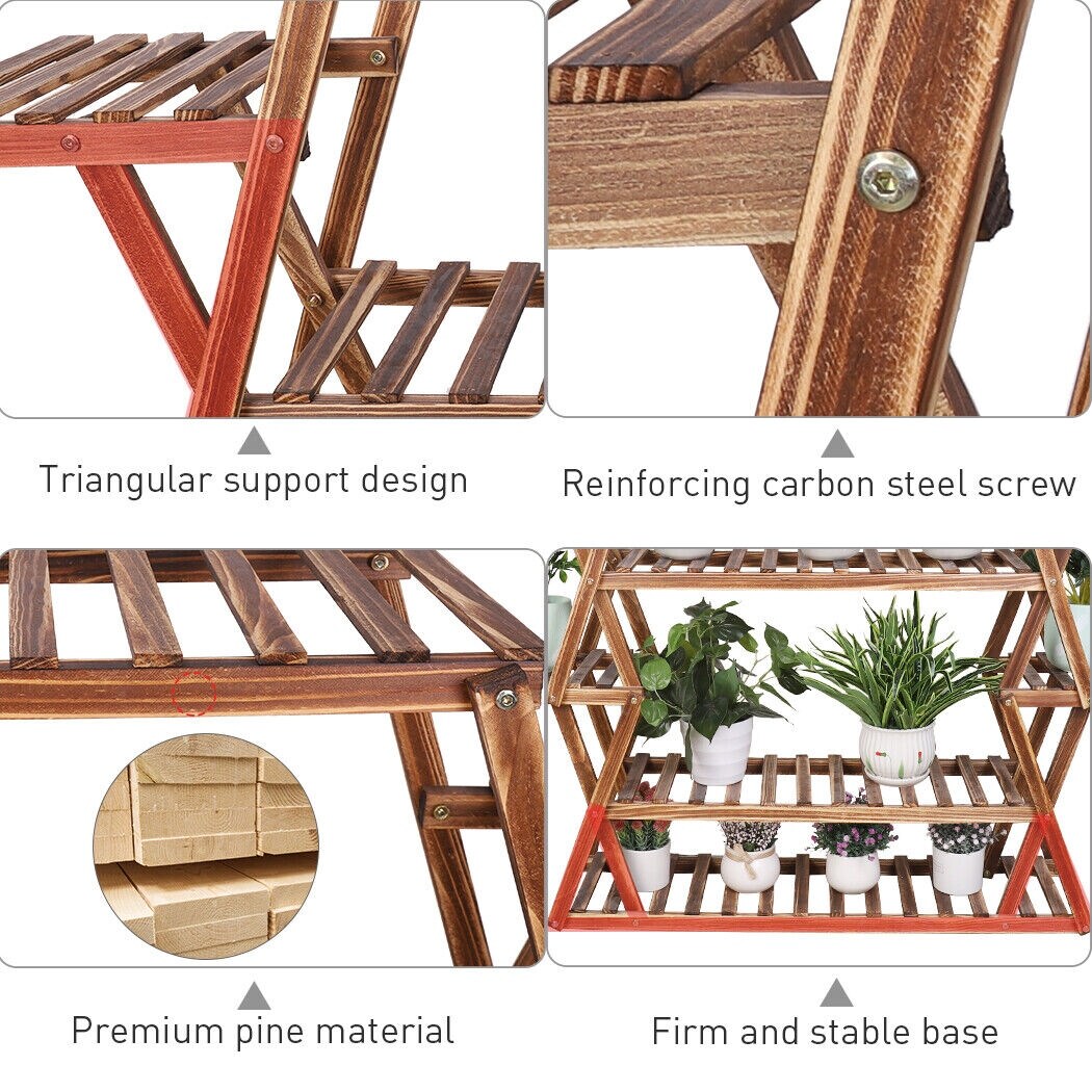 Multi Tier Wood Flower Rack Plant Stand Bonsai Shelf Indoor
