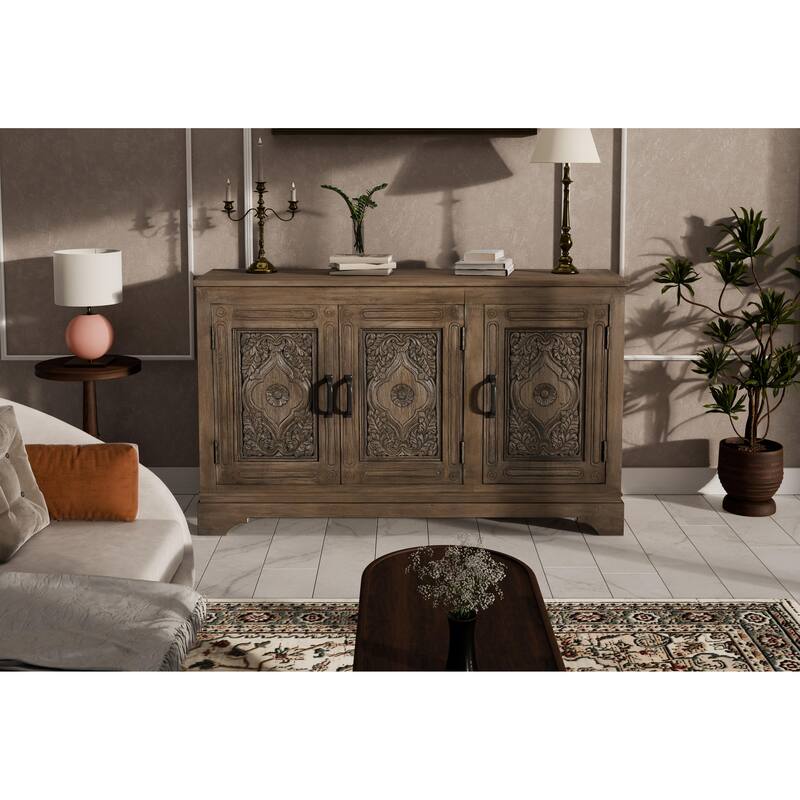 Clara 3-door Carved Solid Wood Sideboard