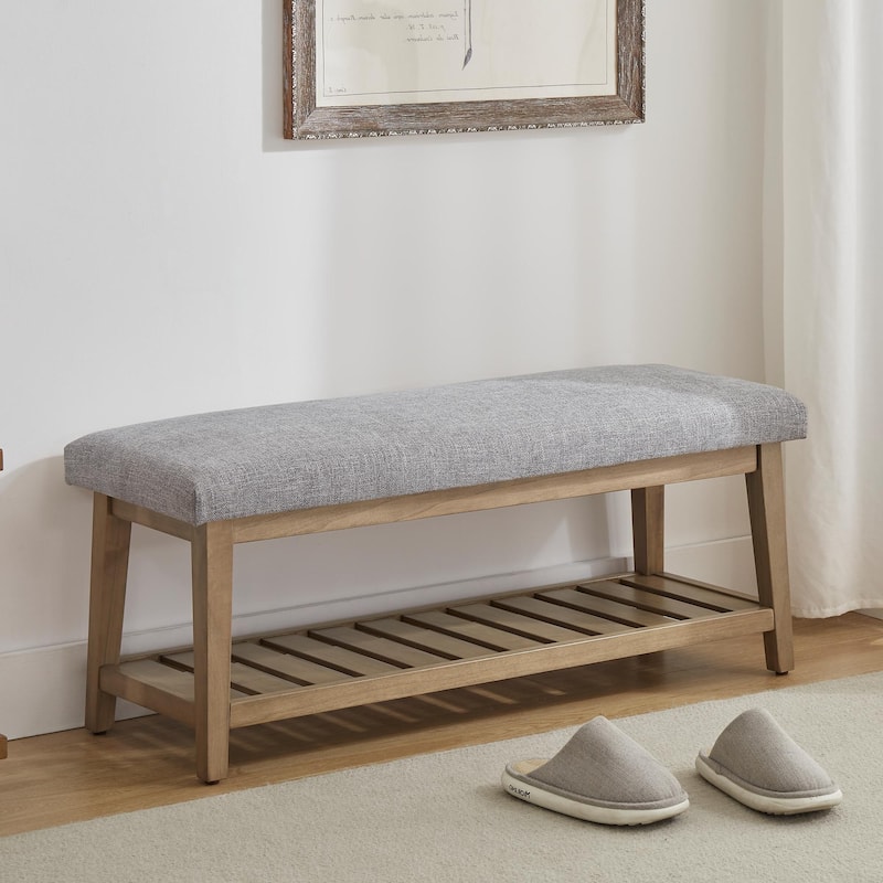 Entryway Shoe Bench Storage Bench Upholstered Bench - Grey