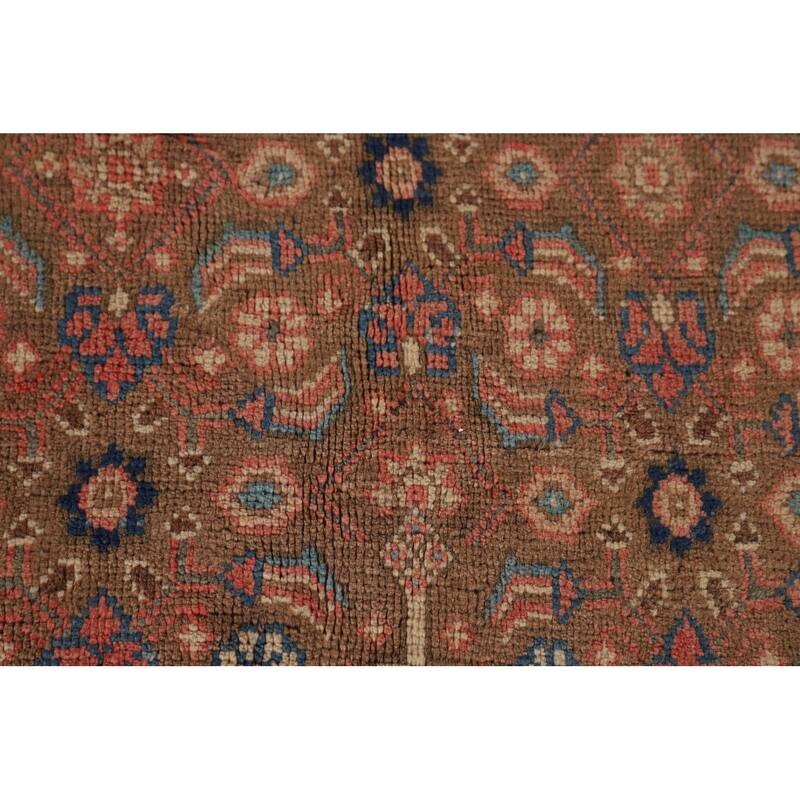 Brown & Pink Mahal Persian Vintage Rug Handmade Wool Carpet - 9'11"x 12'10"