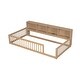preview thumbnail 16 of 34, Wood Twin XL Size Floor Bed with Storage Cabinets and USB Ports, Solid Wood Bedframe w/Fence, No Box Spring Needed