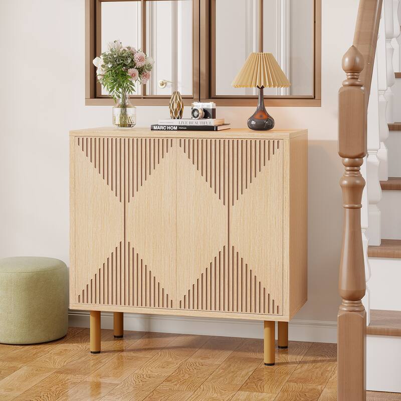 White Sideboard Buffet Set, Modern Sideboard Storage Cabinet with Door