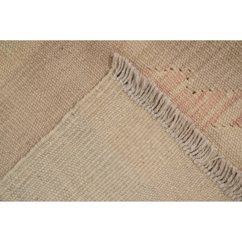 Hand Woven Oriental 100% Wool Carpet Southwestern Tribal Beige & Ivories Kilim Area Rug - 9' 8'' X 6' 7''